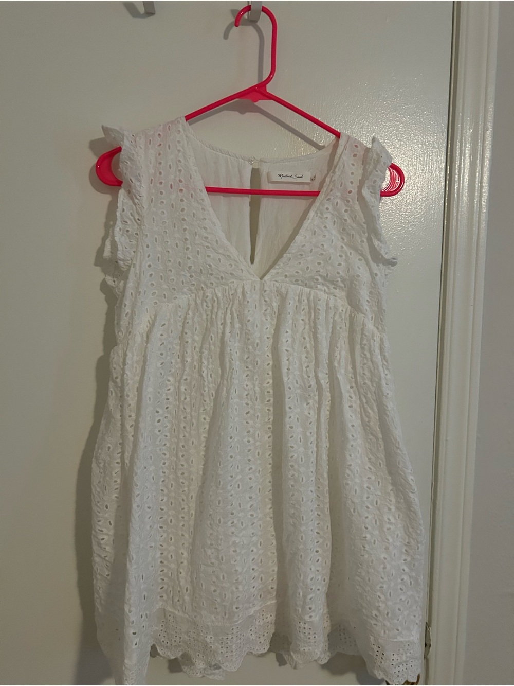 White Eyelet V-Neck Romper